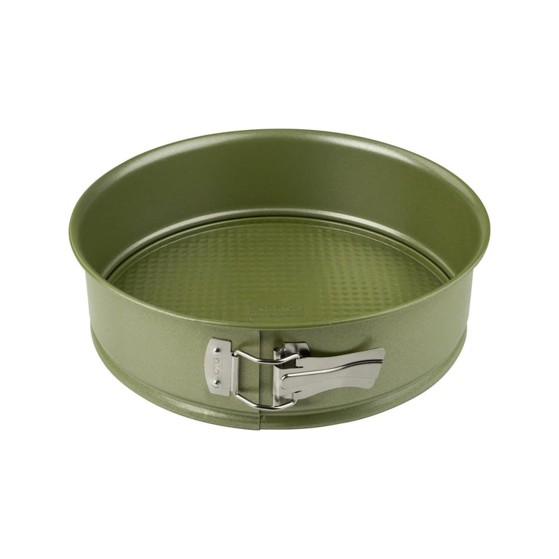 Formă de tort cu arc Zenker Green Vision, diametru 26 cm, margine înaltă, înveliș antiaderent vegan, verde, cu 2 baze