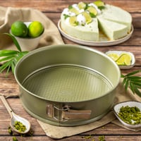 Formă de tort cu arc Zenker Green Vision, diametru 26 cm, margine înaltă, înveliș antiaderent vegan, verde, cu 2 baze 2