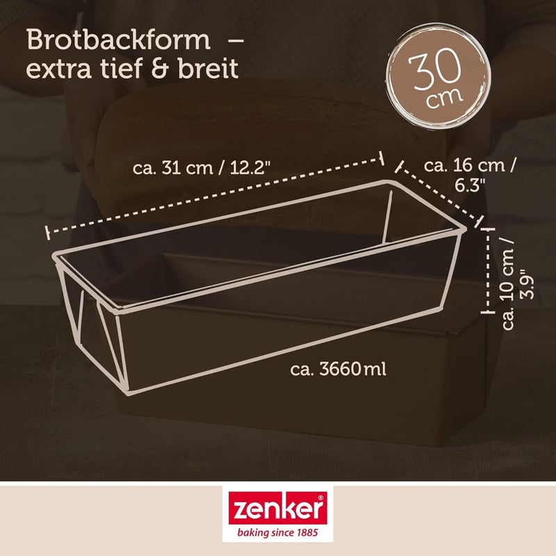 Zenker Mojave kenyérsütő forma 30 cm arany-mahagóni rozsdamentes acél