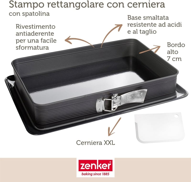 Zenker Nyitható Lasagne Sütőforma Spatulával, 25x38 cm, Antilengő Bevonat - 38 x 25 x 7.5 cm