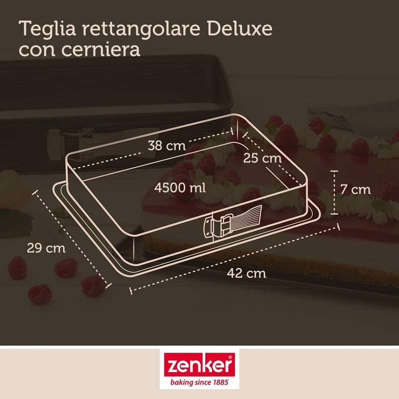 Zenker Nyitható Lasagne Sütőforma Spatulával, 25x38 cm, Antilengő Bevonat - 38 x 25 x 7.5 cm