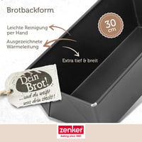 Forma na pečenie chleba Zenker PURE 30 cm, čierna, s nepriľnavým povrchom, forma na chlieb a bábovku s objemom 3,65 litra, odolná voči teplu do 230 °C 3