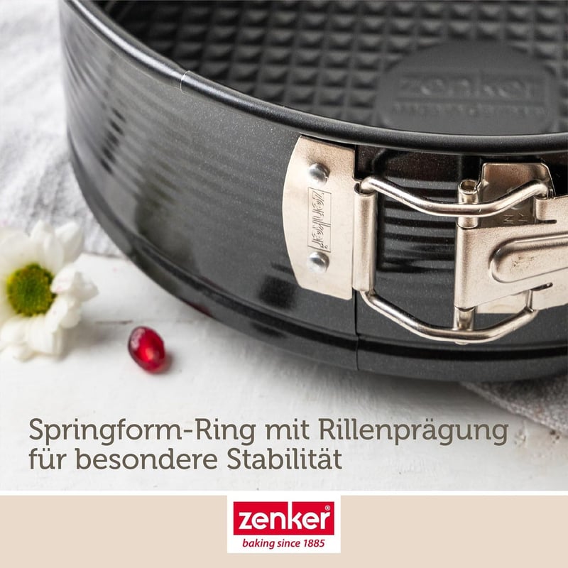Zenker Springform tortaforma 26 cm, cserélhető aljak, fekete, antilengő bevonat