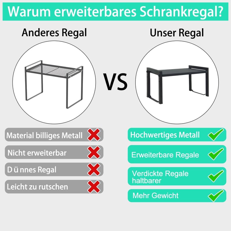 ZenMaarket Expandálható Polc 66cm Fekete Konyhai Szervezőrendszer Fűszertartó
