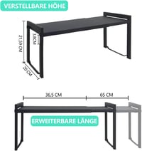 ZenMaarket Expandálható Polc 66cm Fekete Konyhai Szervezőrendszer Fűszertartó 3