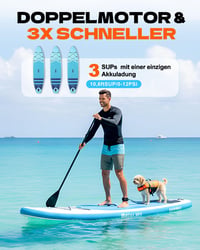 Nabíjateľná elektrická pumpa na paddleboard Zenmos s funkciou auto-stop, dvojstupňový kompresor, LED displej, oranžová, na kempovanie a cestovanie 3