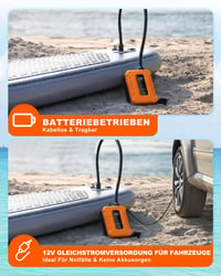 Nabíjateľná elektrická pumpa na paddleboard Zenmos s funkciou auto-stop, dvojstupňový kompresor, LED displej, oranžová, na kempovanie a cestovanie 7