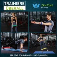 Set Benzi Elastice Textile ZenOne Sports, 3 Niveluri de Rezistență - Set Benzi pentru Antrenament de Forță, Încălzire, cu Plan de Antrenament Inclus 6