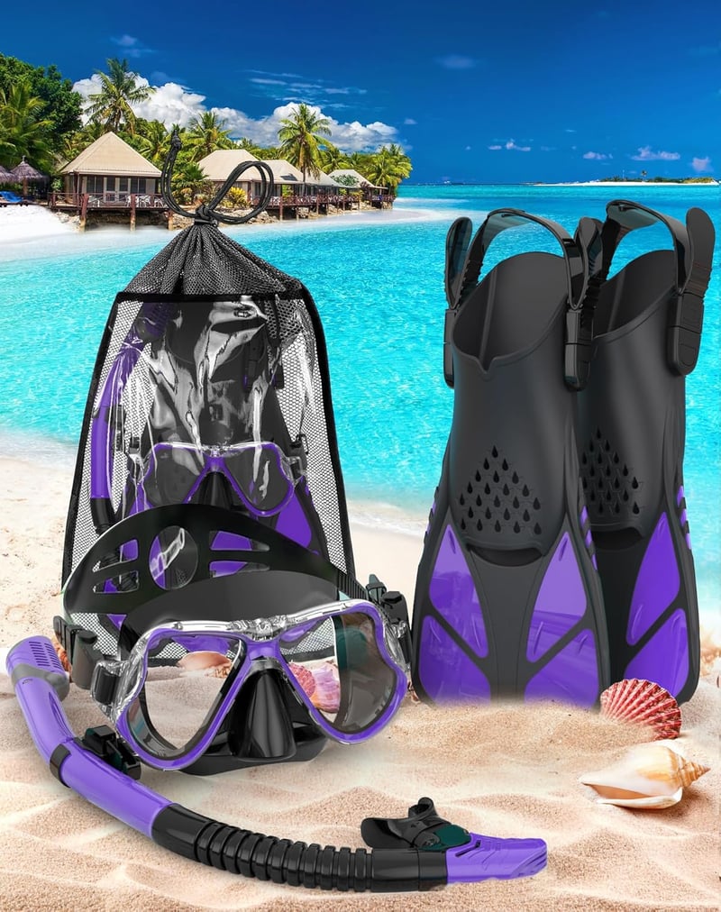 Zenoplige 3 az 1-ben snorkel szett felnőtteknek, páramentesítő maszk, száraz légzőcső és úszólapát