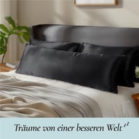 Zenssia 100% Selyem Párnahuzat 40x80cm Fekete Rejtett Cipzárral - 40 x 80 cm, Black 6