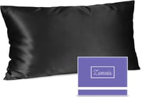 Zenssia 100% Selyem Párnahuzat 40x80cm Fekete Rejtett Cipzárral - 40 x 80 cm, Black 1
