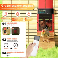 ZenxyHoC Automata Csirkecoop Ajtó Napelemes Távirányítóval 4 Módú LCD Kijelzővel 2