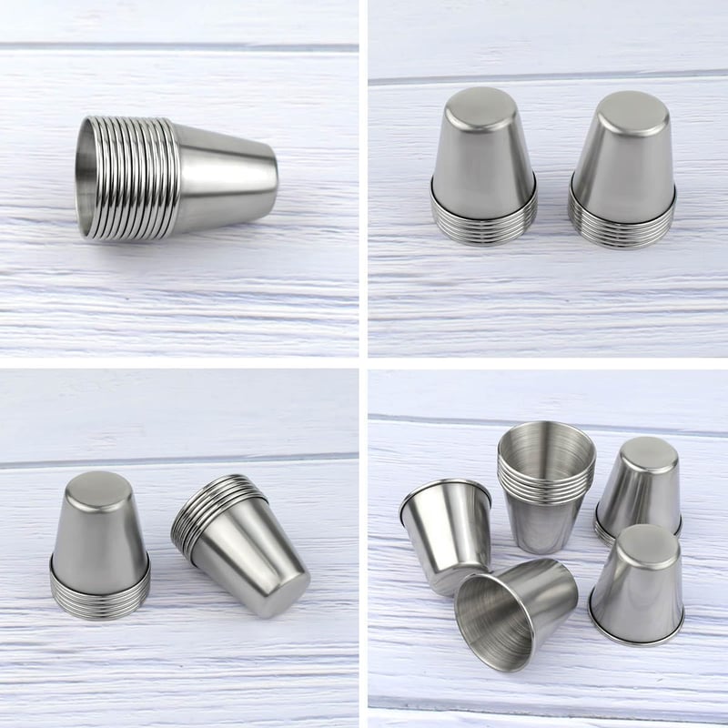 ZephyrHome 12 db rozsdamentes acél pohár szett, 30 ml, piknikhez, esküvőhöz, étteremhez