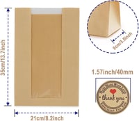ZephyrHome 35 db barna papír kenyéres zacskó ablakkal, 31x21x10 cm 3