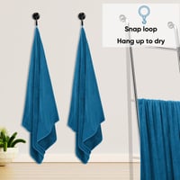 Prosop de baie XXL Zepphi Nagy 100x200 cm, din microfibră și bumbac, prosop moale și absorbant pentru saună, Dove Blue 5