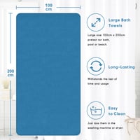 Prosop de baie XXL Zepphi Nagy 100x200 cm, din microfibră și bumbac, prosop moale și absorbant pentru saună, Dove Blue 4