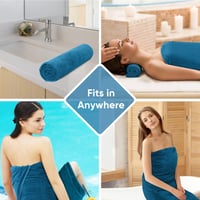 Prosop de baie XXL Zepphi Nagy 100x200 cm, din microfibră și bumbac, prosop moale și absorbant pentru saună, Dove Blue 6
