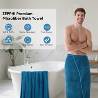Prosop de baie XXL Zepphi Nagy 100x200 cm, din microfibră și bumbac, prosop moale și absorbant pentru saună, Dove Blue 3