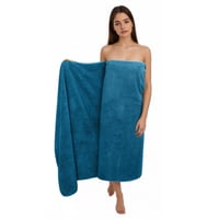 Prosop de baie XXL Zepphi Nagy 100x200 cm, din microfibră și bumbac, prosop moale și absorbant pentru saună, Dove Blue 1