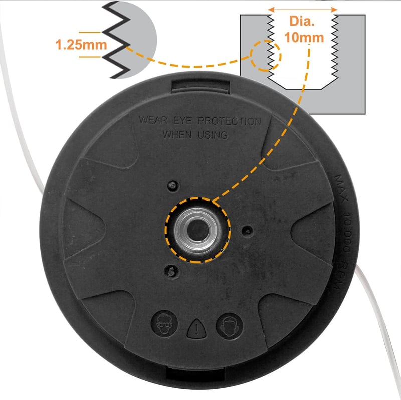 Zeqeey Bal Menetes Fűkasza Fejhez M10x1.25 15m Vágófonallal 2.4mm