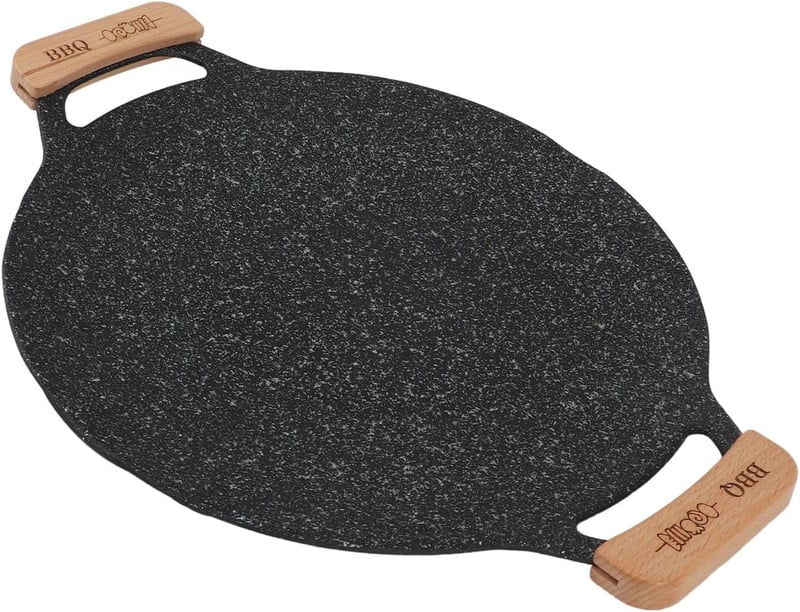 Zerodis BBQ Grillpan Kerek Griddle Tapadásmentes Vas Kemping 50cm