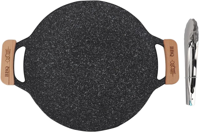 Zerodis BBQ Grillpan Kerek Griddle Tapadásmentes Vas Kemping 50cm