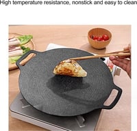 Zerodis BBQ Grillpan Kerek Griddle Tapadásmentes Vas Kemping 50cm 4