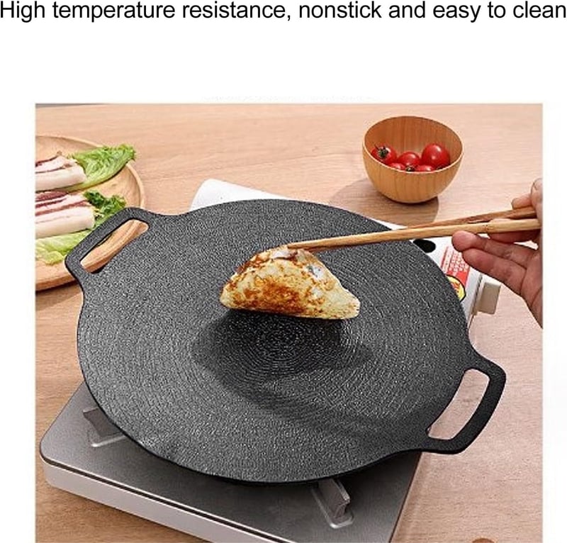 Zerodis BBQ Grillpan Kerek Griddle Tapadásmentes Vas Kemping 50cm