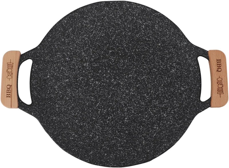 Zerodis BBQ Grillpan Kerek Griddle Tapadásmentes Vas Kemping 50cm
