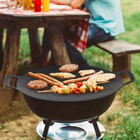 Zerodis BBQ Grillpan Kerek Griddle Tapadásmentes Vas Kemping 50cm 2