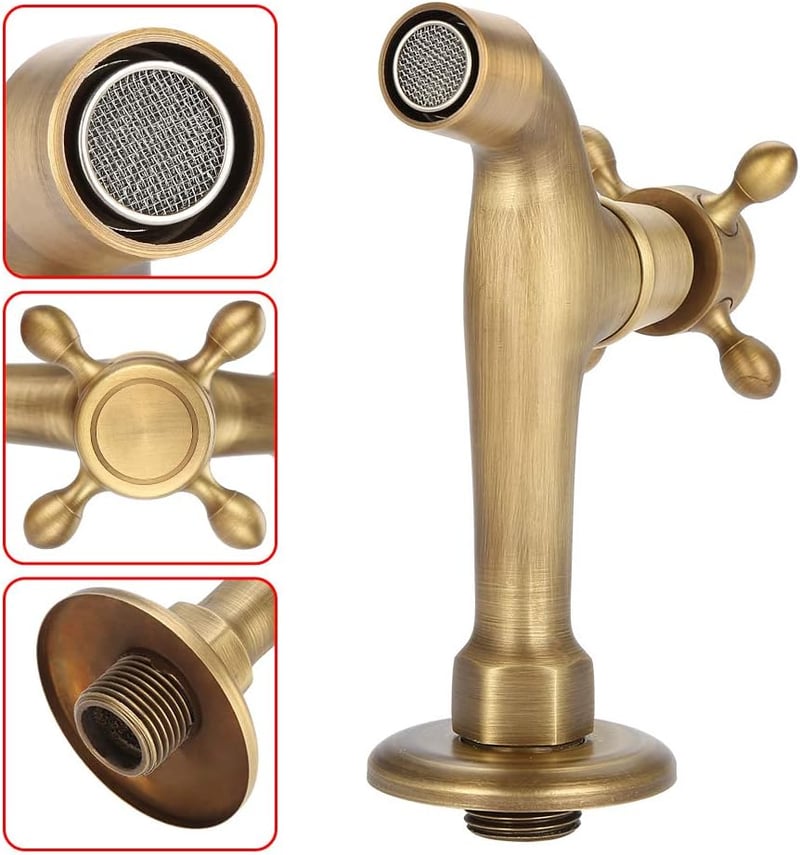 Zerodis G1/2 Fali Vintage Sárgaréz Csaptelep Konyhai Mosogatóhoz Felmosómedencéhez Bronz Színű Hosszú Kifolyóval
