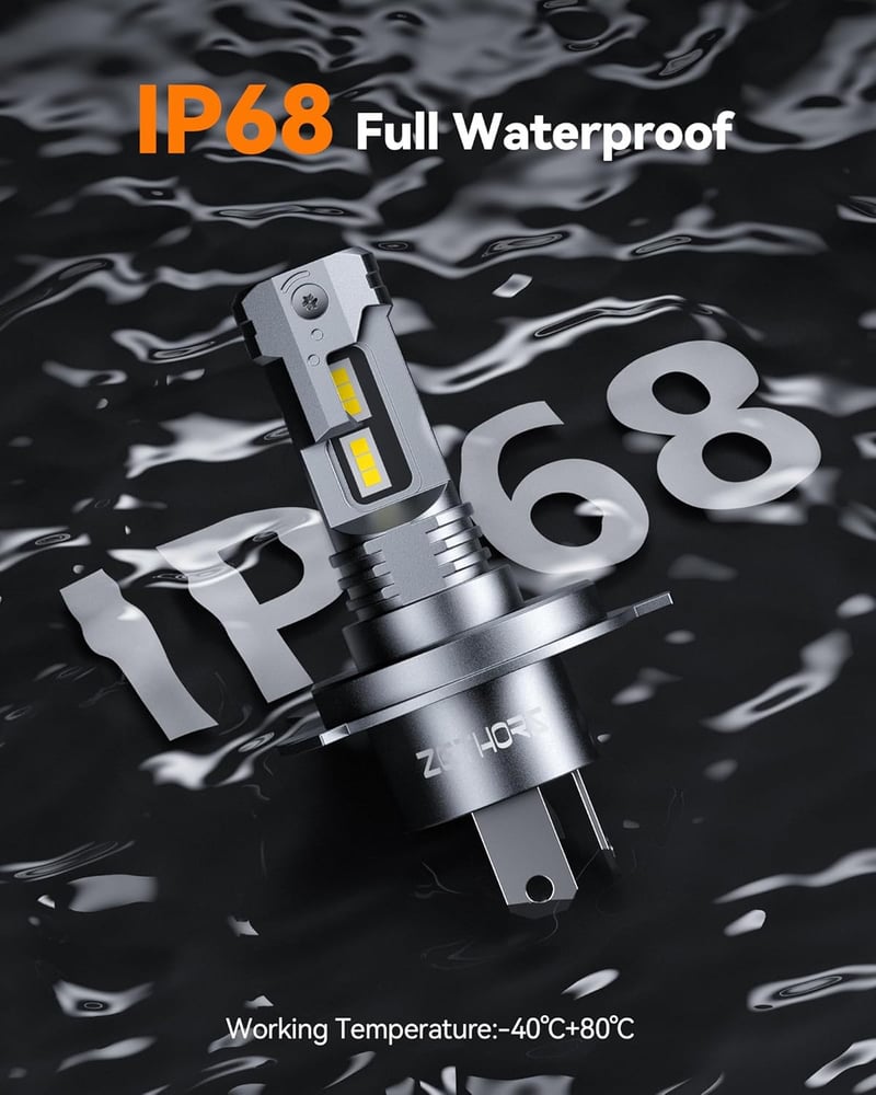 Zethors H4 LED fényszóró izzó 16000LM, 400% fényerősebb, vezeték nélküli, plug and play