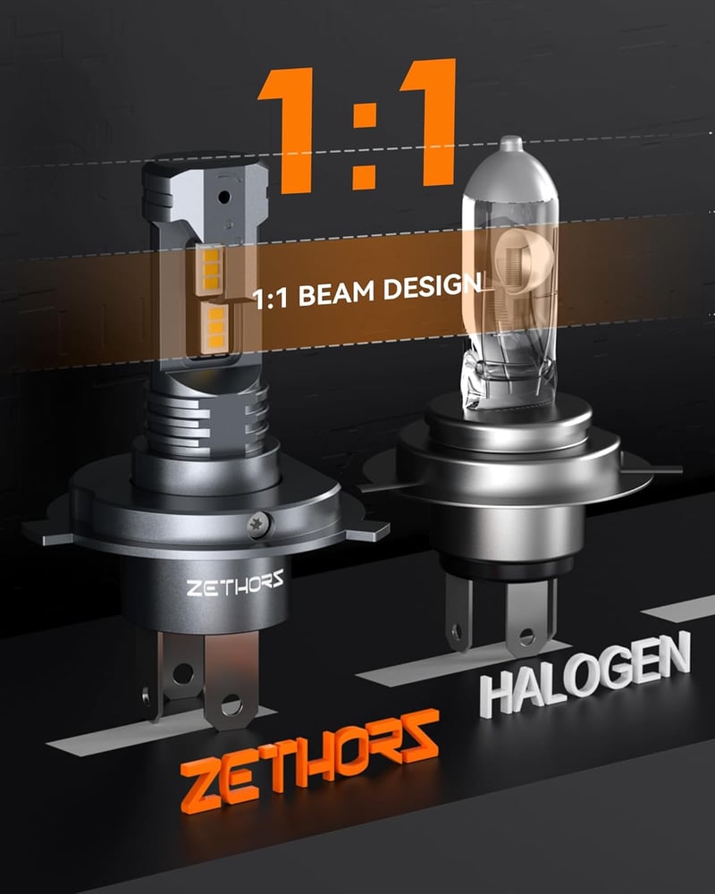 Zethors H4 LED fényszóró izzó 16000LM, 400% fényerősebb, vezeték nélküli, plug and play