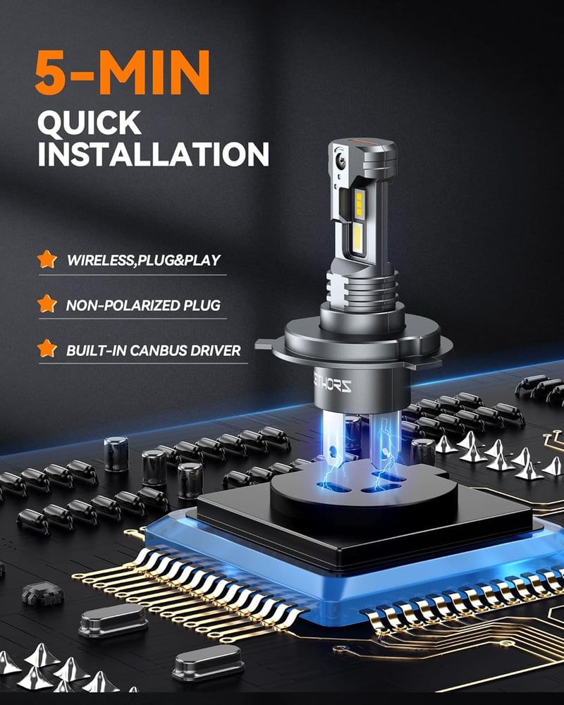 Zethors H4 LED fényszóró izzó 16000LM, 400% fényerősebb, vezeték nélküli, plug and play