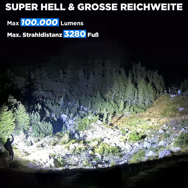 ZEUSFIRE LED Újratölthető Lámpa 2db 100000 Lumen Vízálló Taktikai Zseblámpa