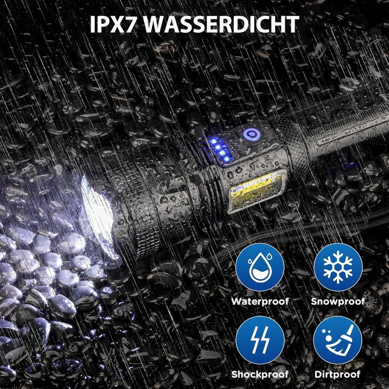 ZEUSFIRE LED Újratölthető Lámpa 2db 100000 Lumen Vízálló Taktikai Zseblámpa