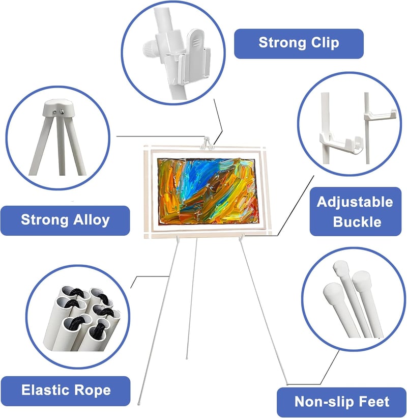 ZEXUPORIUM 160 cm Festőállvány Tripod Esküvői Plakátkiállító Fehér Vászonállvány