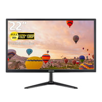ZFTVNIE 22" Full HD Monitor 1080P - 75Hz Számítógép Kijelző HDMI/VGA Csatlakozással, Beépített Hangszórókkal, Fekete 1