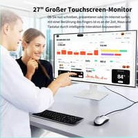 ZFTVNIE 27 hüvelykes érintőképernyős 2K játék monitor IPS 10 pontos érintéssel 100Hz QHD 2560x1440 HDMI VGA USB-C beépített hangszóró fehér 2