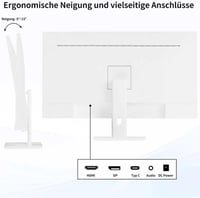 ZFTVNIE 27 hüvelykes érintőképernyős 2K játék monitor IPS 10 pontos érintéssel 100Hz QHD 2560x1440 HDMI VGA USB-C beépített hangszóró fehér 7