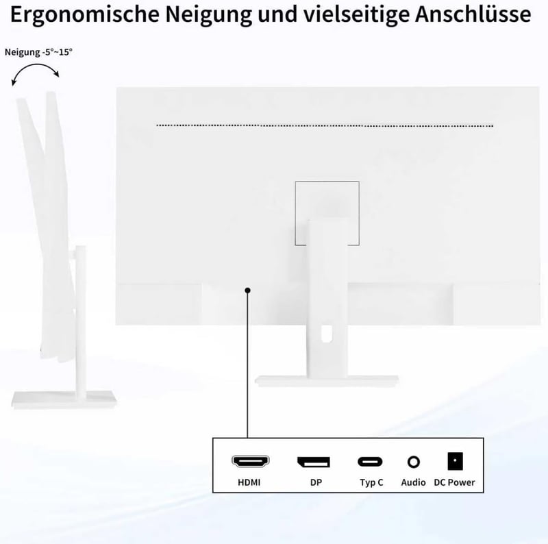 ZFTVNIE 27 hüvelykes érintőképernyős 2K játék monitor IPS 10 pontos érintéssel 100Hz QHD 2560x1440 HDMI VGA USB-C beépített hangszóró fehér