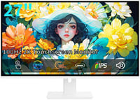 ZFTVNIE 27 hüvelykes érintőképernyős 2K játék monitor IPS 10 pontos érintéssel 100Hz QHD 2560x1440 HDMI VGA USB-C beépített hangszóró fehér 1