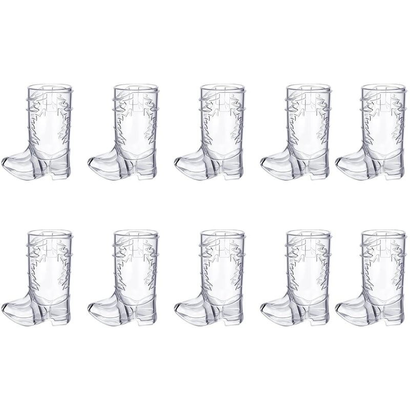 Pahare în formă de cizmă de cowboy ZGDEIWGF, 10 bucăți, pahare transparente din plastic pentru bere, amuzante, decor mini pentru petreceri cowboy