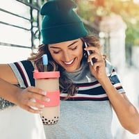 Pahar pentru Bubble Tea ZgoEC cu pai și capac, 710 ml (24 oz), set de 2 bucăți, set pahare pentru băuturi 7