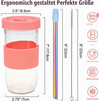 Pahar pentru Bubble Tea ZgoEC cu pai și capac, 710 ml (24 oz), set de 2 bucăți, set pahare pentru băuturi 2