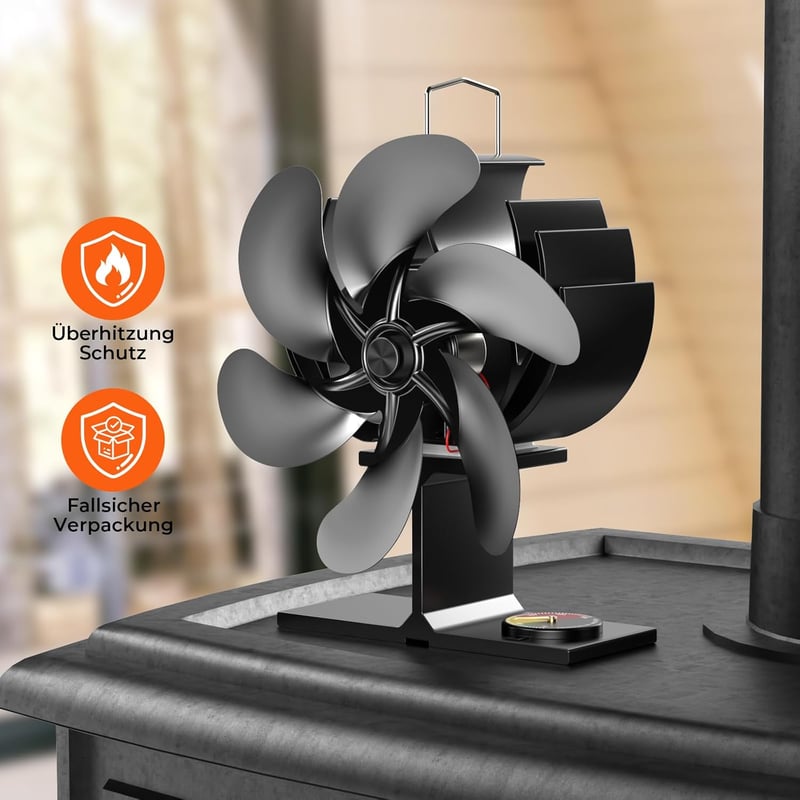 Zgrmbo Kályha Ventilátor 6 Pengés Hőenergiás Kandallóventilátor Hőmérséklet Jelzővel Csendes Áramforrás Nélküli Fa Kályha Kiegészítő