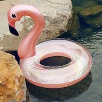Nafukovacie koleso plameniak Zhangxin, trblietavý ružový matrac do bazéna, hračka na párty pri vode pre dospelých aj deti 5