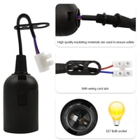 ZHIQIN E27 objímka čierna 6 ks, náhradná objímka s káblom 4A 250V max. 60W, stropná montážna koncovka 3