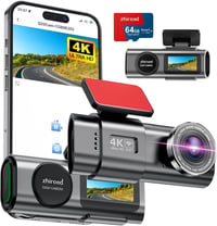 zhiroad 4K WiFi Autós Menetrögzítő Kamera 64GB SD Kártyával, 1.47" IPS Kijelző, 170° Széles Látószög, Éjjellátó, Parkoló Mód - 4K Front 1