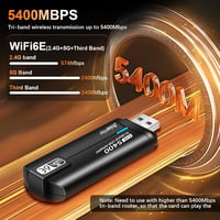 ZHITING WiFi 6E USB WLAN adapter PC-hez, AXE5400 tri-band 6GHz/5GHz/2.4GHz, WPA3 titkosítás 2